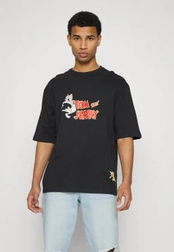 YOURTURN UNISEX TOM & JERRY TEE - T-shirt Con Stampa - Black