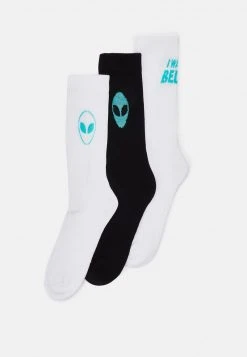 YOURTURN 3 PACK - Calze - White/black/neon Blue, Uomo