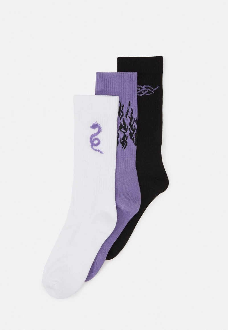 YOURTURN 3 PACK - Calze - Black/purple /off-white, Uomo 3 YOURTURN 3 PACK - Calze - Black/purple /off-white, Uomo